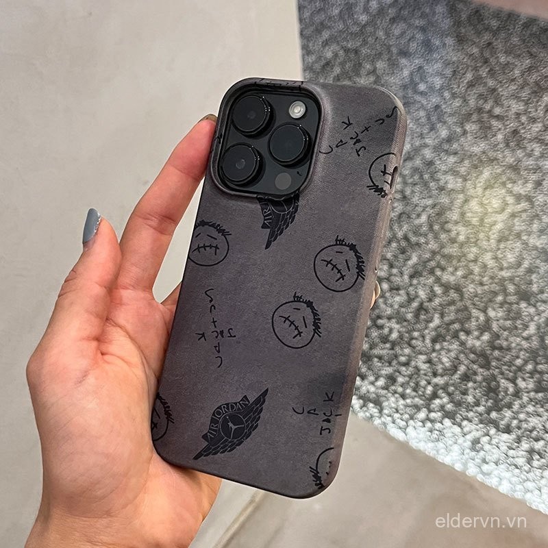 Ốp điện thoại QYJS mặt nhăn nhó dành cho IPhone 16 15 14 13 ProMax 12 PRO 11 7 8 plus 14 15 16 PLUS XR XR XSMAX SE Ốp Cứng Cá Tính cao cấp phim mới Ốp bảo vệ mặt bóng chống rơi WUKB