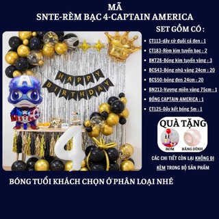 Set Bóng Trang Trí Sinh Nhật Tuổi Meo,tuổi Mão, thôi nôi, cho bé gái - bé trai SNTE-RÈM BẠC 4-CAPTAIN AMERICA