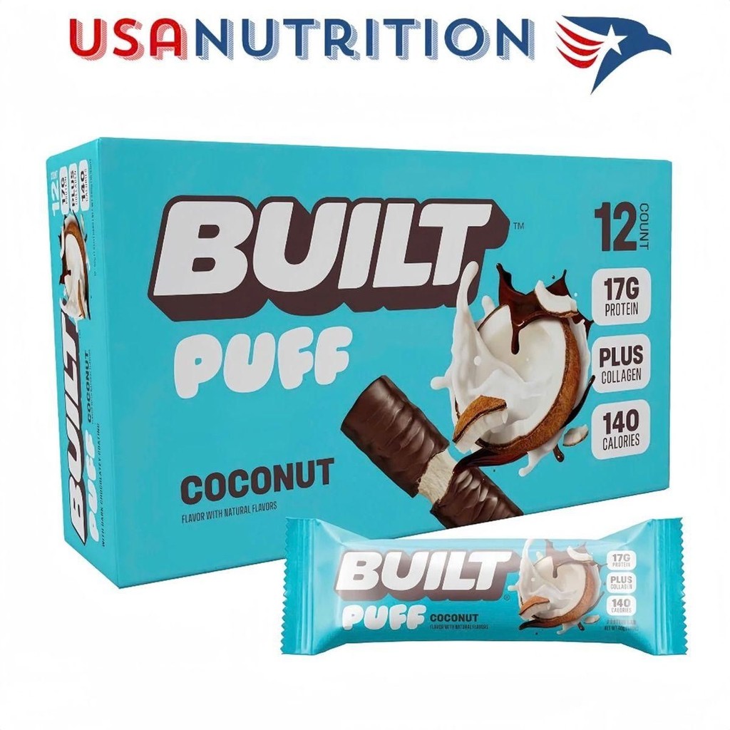 Bánh Puff Protein Bar ngàn lớp BUILT : Hộp 12 thanh đủ vị | Shopee Việt Nam