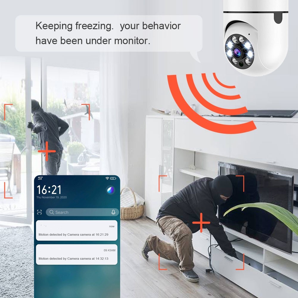 Camera Wifi ngoài trời 8 LED Đuôi Bóng Đèn Xoay 360 Độ 3.0Mps - 1080P Yoosee 1080P BẢO HÀNH 12 THÁNG