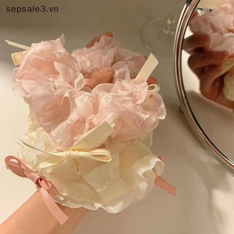 # VN # Vòng Tóc Lưới Nơ Màu Hồng Vòng Tóc Ruột Lớn Ins Dây Tóc Đơn Giản Dây Mỡ Ruột Nữ Phụ Kiện Tóc Hàn Quốc.
