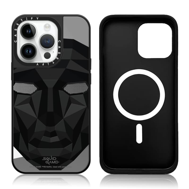 Casetify X Mực Trò Chơi Phía Trước Người Đàn Ông Ốp Lưng Từ Tính Hút Đen & Bạc Gương IPhone IPhone 16 15 14 13 12 Pro Max Plus Ốp Lưng Cứng Có Hộp Khắc logo