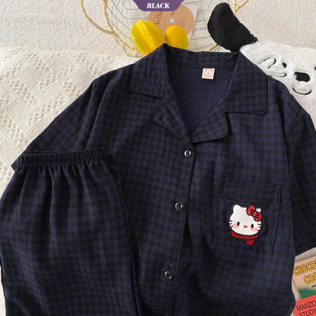 Bộ đồ ngủ KT hoạt hình mới mùa hè dành cho nữ Quần Short ngắn tay mỏng Bộ đồ mặc nhà ngọt ngào và dễ thương [BL]