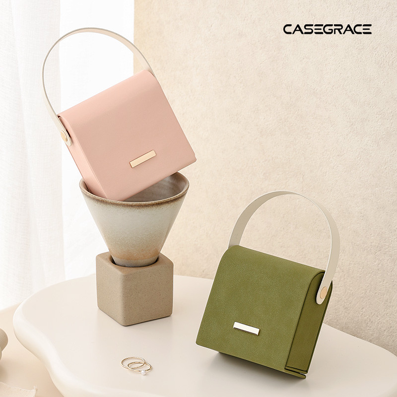 CASEGRACE Hộp Trang Sức Người Tổ Chức Hộp Trang Sức Có Tay Cầm Hộp Bảo Quản Trang Sức Bộ Sưu Tập Đồng Hồ Vòng Cổ Bông Tai Hộp Quà Tặng