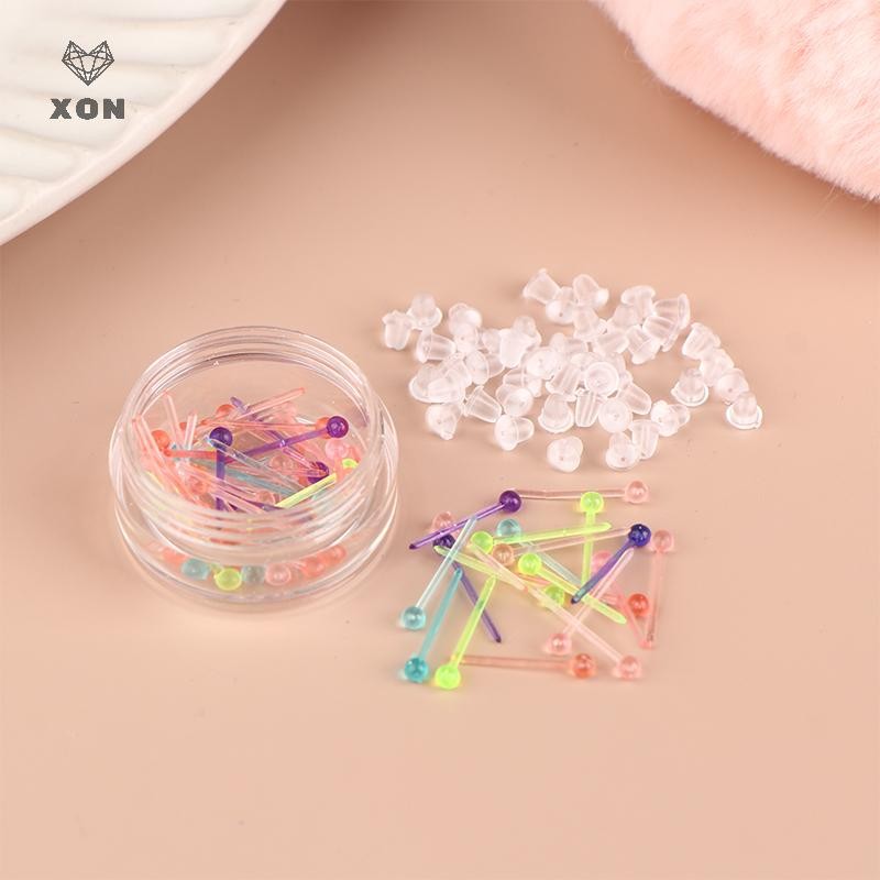 XON Set 60 / 200 Que Nhựa Xỏ Khuyên Tai Chống Dị Ứng Nhiều Màu Sắc