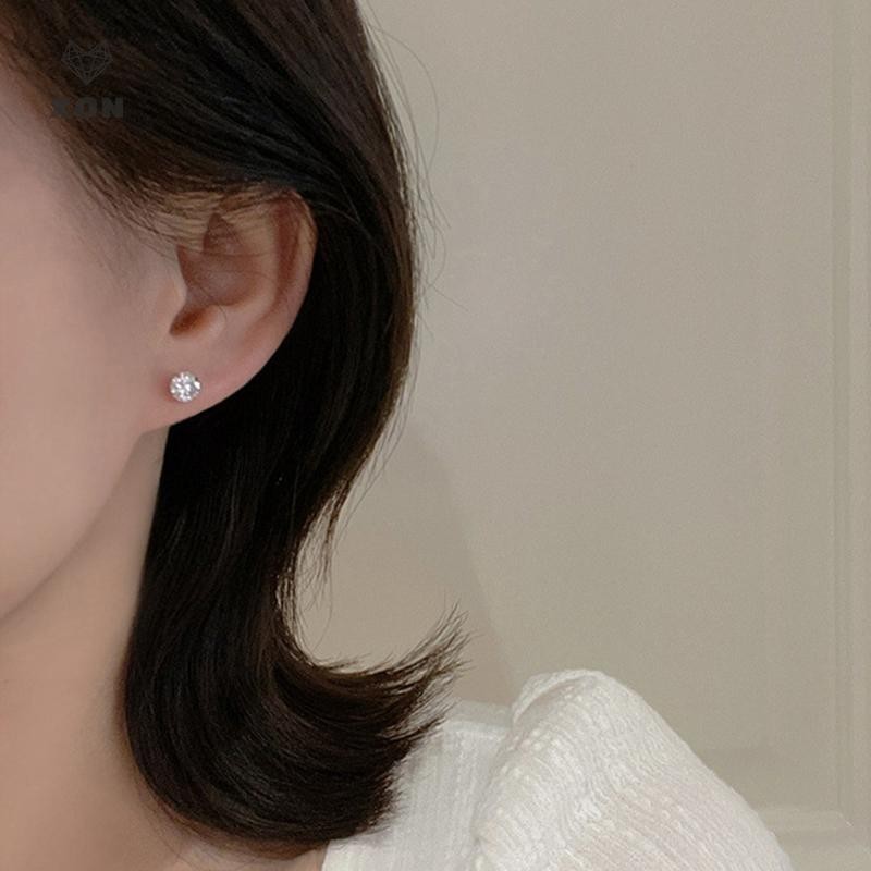 [XON] 1 Đôi Bông Tai Zircon Four Prong Đơn Giản Cho Nữ [VN]
