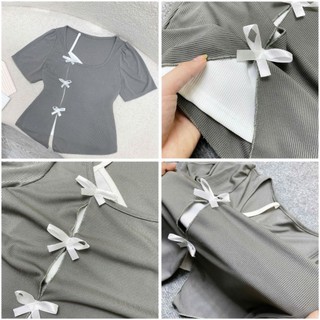 Set đồ nữ bigsize 3 món áo kiểu nơ chéo  phối chân váy dáng dài xòe tôn dáng, thoải mái SET A273+CV15