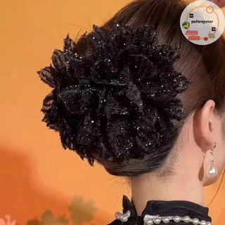 Pufangstar Thời Trang Lưới Đen Hoa Kẹp Tóc Nữ Đuôi Ngựa Kẹp Mũ Đội Đầu Tính Khí Hoa Tóc Vuốt Mũ Phụ Kiện Tóc VN