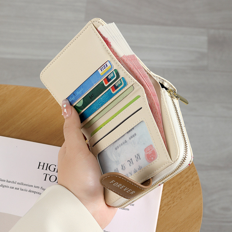 Ví Nữ Da Kiểu Mới Nhiều Ngăn Tiện Lợi Họa Tiết Hoa Nhí Xinh Sang