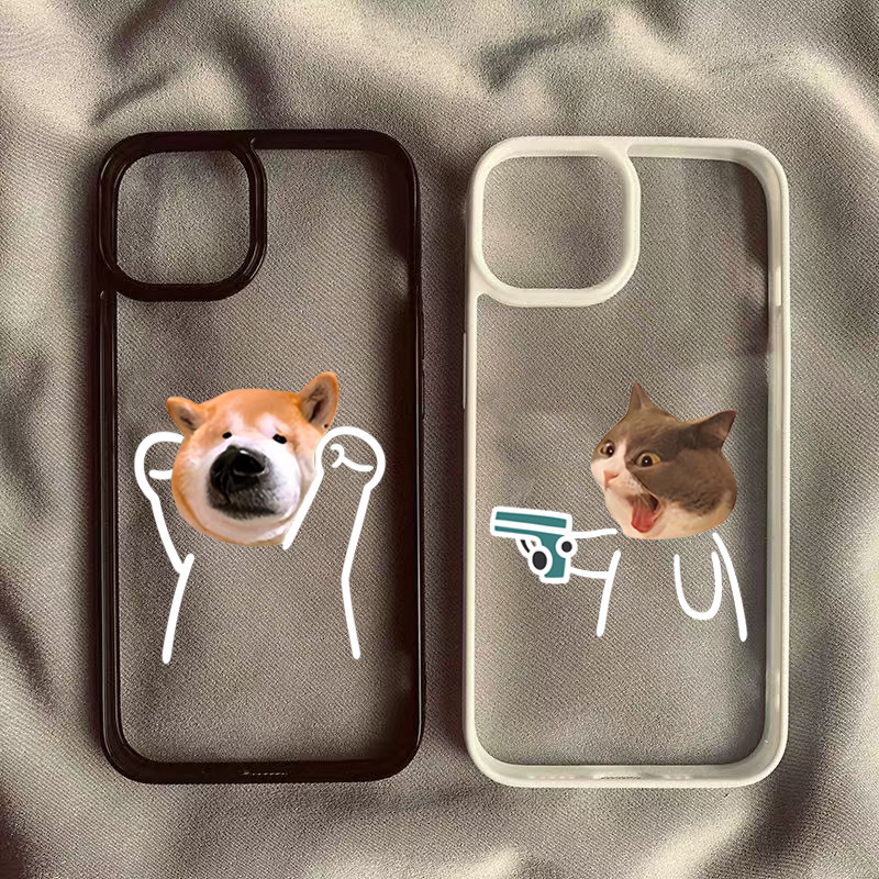 Ốp Lưng Cho iPhone 16 15 Pro Max 11 13 14 12 Pro Cho iPhone 16e 7 8 Plus XS Max X XR SE2022 Cặp Đôi Chó Mèo Dễ Thương Chống Sốc Trong Suốt Silicon