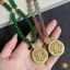 Phong Cách Dân Tộc Rỗng Khắc Túi May Mắn Mặt Dây Chuyền Xanh Giả Ngọc Handmade Đính Hạt Vòng Cổ Dài Mới