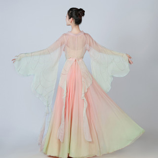 Trang phục khiêu vũ cổ điển Tay bướm Chuyển màu Cơ thể thanh lịch Rhyme Gạc Quần áo Siêu cổ tích Khiêu vũ Trung Quốc Phong cách cổ xưa Hiệu suất Trang phục thực hành Trang phục Nữ @ -