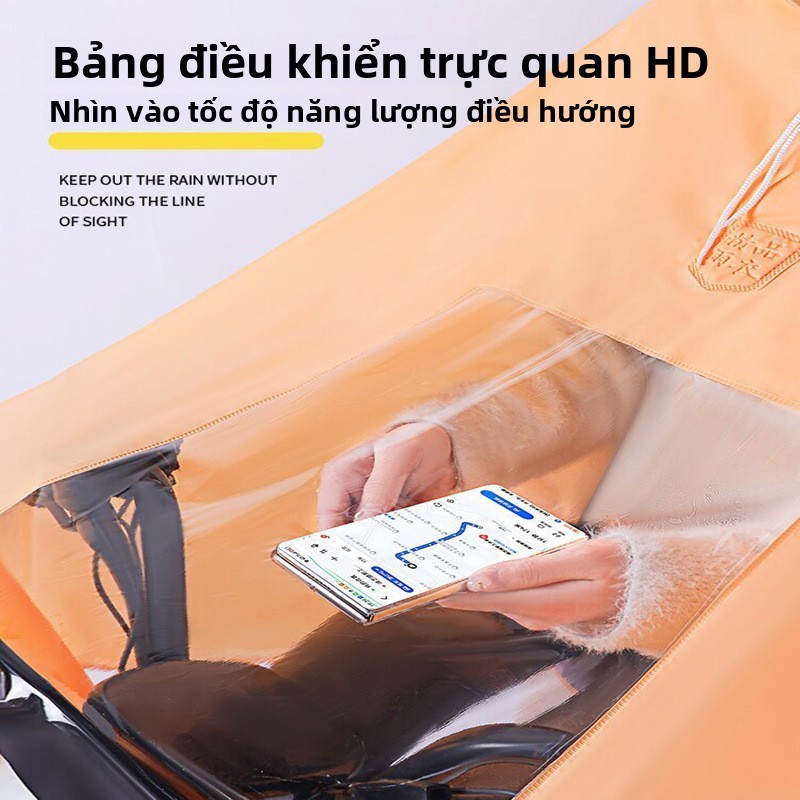 Có thể đeo mũ bảo hiểm- Áo mưa đi xe máy điện đơn nam nữ trong suốt cao cấp 1 người thời trang pvc đẹp