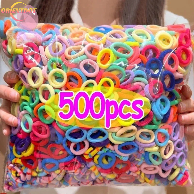 100-500 Chiếc Dây Buộc Tóc Cơ Bản Đầy Màu Sắc Cho Bé Gái Đuôi Ngựa Giữ - Dây Cao Su Co Giãn Thời Trang Cho Trẻ Em Phụ Kiện Tóc