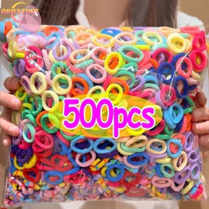 100-500 Chiếc Dây Buộc Tóc Cơ Bản Đầy Màu Sắc Cho Bé Gái Đuôi Ngựa Giữ - Dây Cao Su Co Giãn Thời Trang Cho Trẻ Em Phụ Kiện Tóc