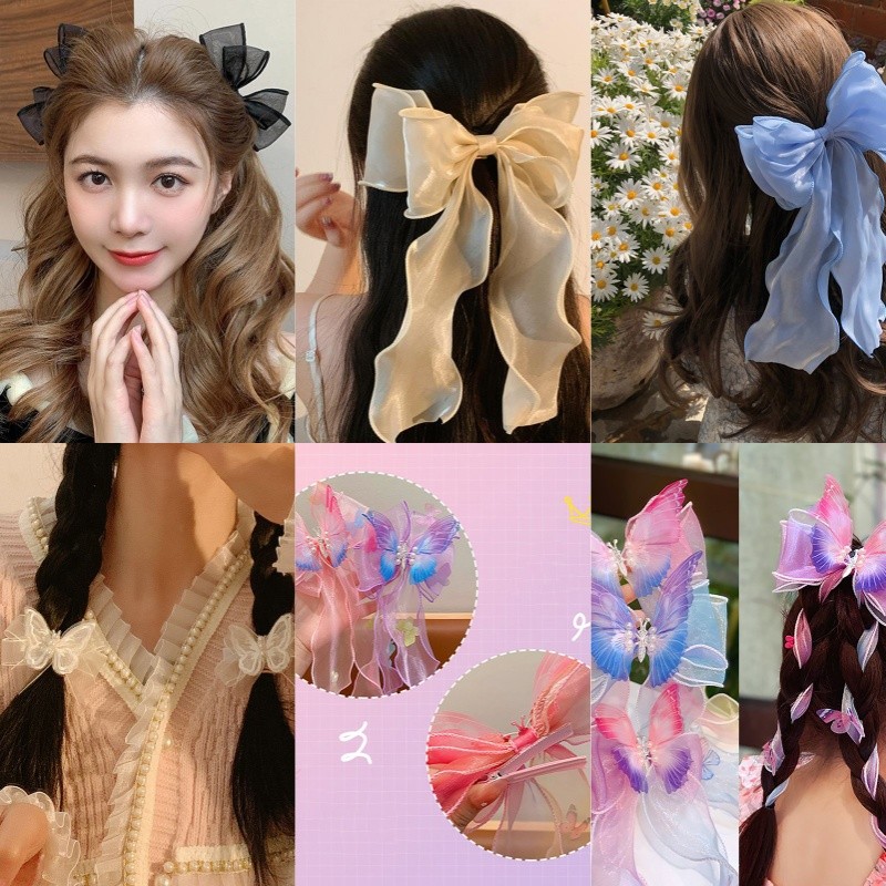 Lưới diễu hành Barrette Nơ Ruy Băng Kẹp Tóc Ngọt Ngào Nhẹ Nhàng Nữ Tính Mặt Sau Của Siêu Cổ Tích Kẹp Tóc Thời Trang Cao Cấp Mũ Phụ Kiện VN
