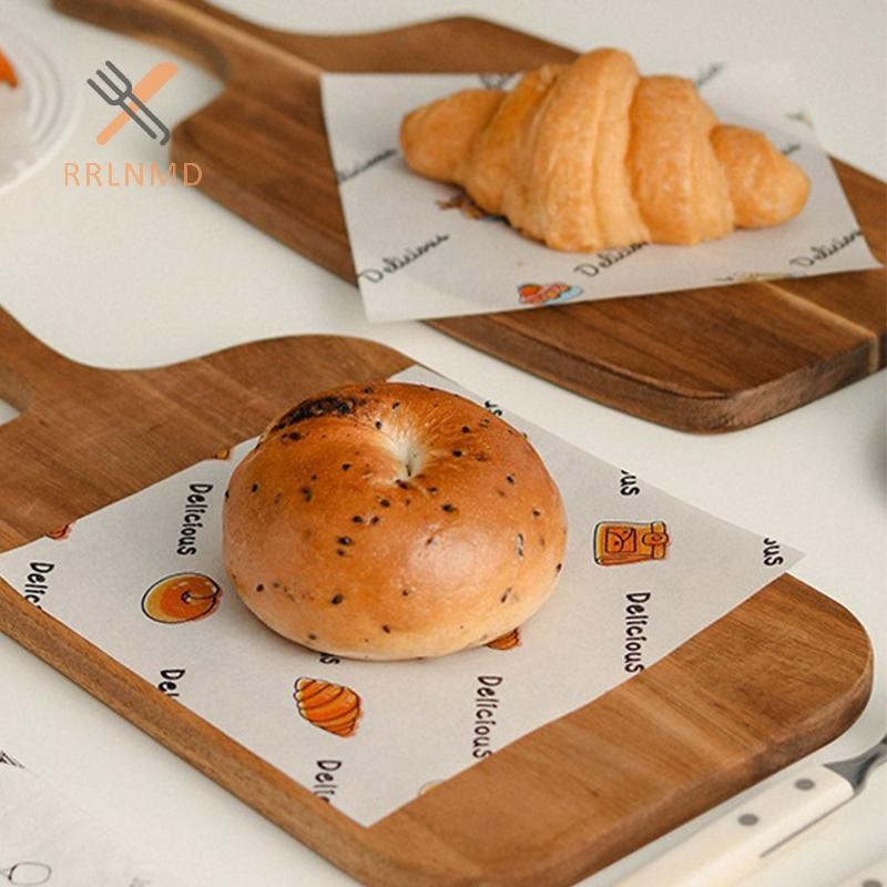 Rrlnmd 100 Tấm Giấy Sáp Deli Cho Giỏ Thực Phẩm Lót Bánh Phong Cách In Giấy Deli Chống Mỡ Để Gói Bánh Mì Burger MỚI