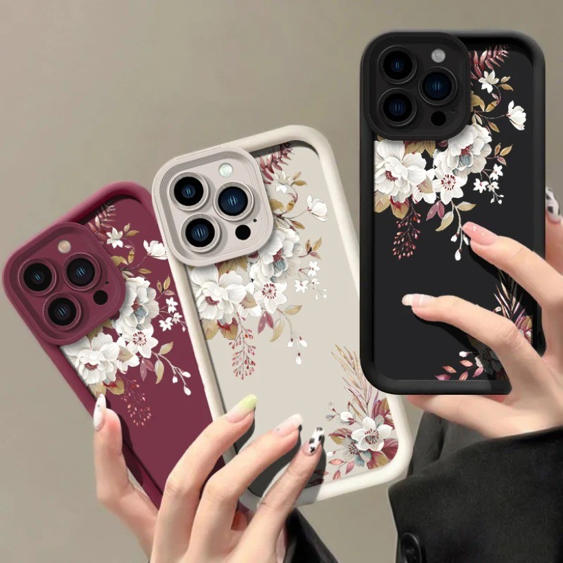Ốp Điện Thoại Hoa Trắng Tươi Tương Thích Cho iPhone 12 11 Pro Max 12 mini X XR XS Max Silicon Mềm Bảo Vệ Ống Kính Máy Ảnh