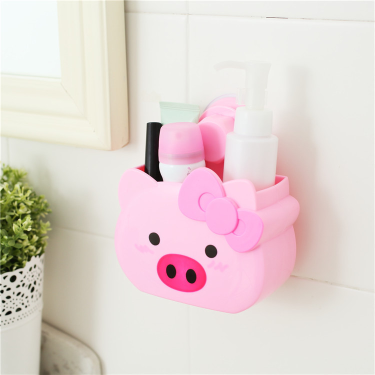 Không Cần Đục Lỗ Hộp Bảo Quản Đồ Dùng Nhà Bếp Và Phòng Tắm Hoạt Hình Dễ Thương Dán Mỹ Phẩm Văn Phòng Phẩm Hộp Bảo Quản