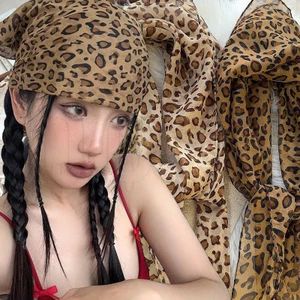 Khăn trùm đầu da báo Y2K Spice Girls - Khăn choàng Elagant cổ điển kiểu Pháp - Khăn lụa ngọt ngào INS Hàn Quốc - Băng đô Bandana dành cho nữ - Băng đô Turban da báo đen - Khăn quàng cổ sử dụng kép sáng tạo
