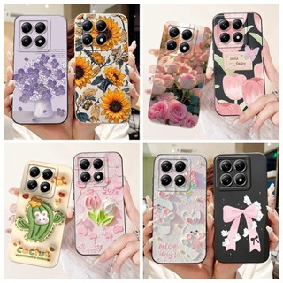 Vỏ Chống Sốc Cho Xiaomi 14T / 14T Pro 2024 Ốp Lưng Hoa Xương Rồng Thời Trang Mới Silicon Mềm Cho Xiaomi 14T Pro Mi14T Cản