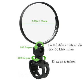 Gương Chiếu Hậu Xe Đạp Loại Tròn Có Thể Xoay Và Gập 360 Độ, Xe Đạp Bên Ống Kính Chiếu Hậu Phụ Kiện An Toàn