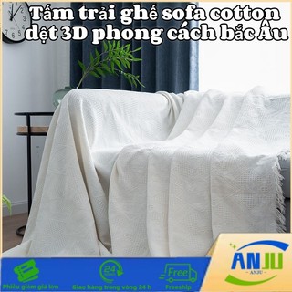 Khăn phủ sofa,Tấm trải ghế sofa cotton dệt 3D phong cách bắc Âu,Màu Sắc Đơn,Vải đàn hồi chống bụi chống trơn trượt