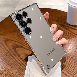 Ốp lưng không khung mạ sang trọng cho Samsung S25 S24 Ultra S23 S22 Vỏ bảo vệ ống kính máy ảnh siêu trong suốt Vỏ chống sốc