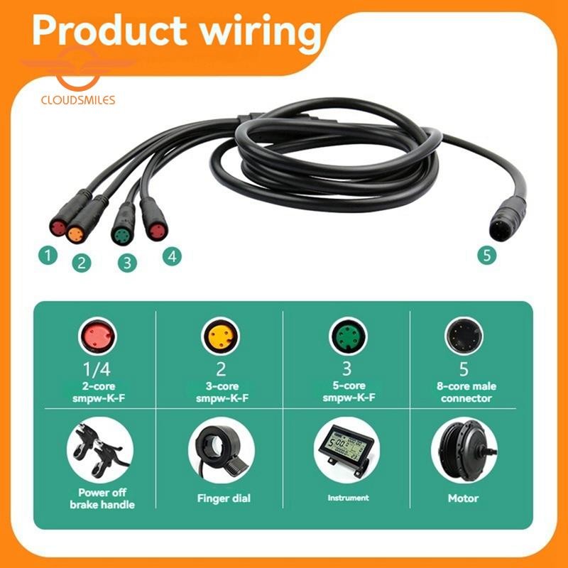 [Cloudsmiles] Cáp Xe Đạp Điện 1 Đến 4 Dây Cáp Chính Đầu Nối Chống Thấm Nước Cho Xe Đạp Điện Phanh LCD