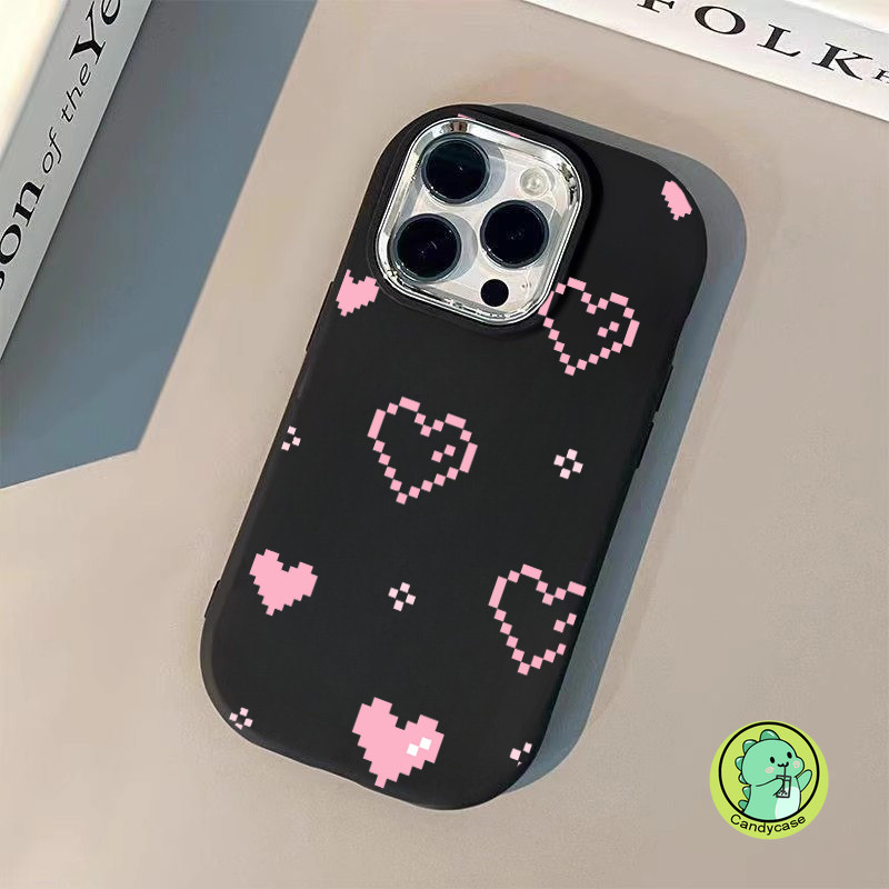 Ốp Điện Thoại Hình Bầu Dục Cho OPPO A98 A93S A80 A79 A77 A76 A73 A72 A58X A57 A55S A40 A36 A16E A16K A11 A11X 5G 4G Vỏ Hoạt Hình Dễ Thương Pixel Trái Tim Tình Yêu Vỏ Chống Sốc Mềm