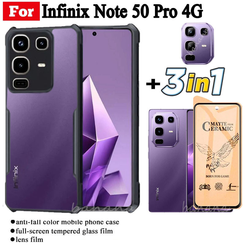 Ốp điện thoại chống sốc 3 trong 1 cho Infinix Note 50 Pro 4G cho Infinix Note 50 Hot 50 5G Hot 50 Pro 4G Hot 50i Phim mờ gốm + Phim ống kính máy ảnh
