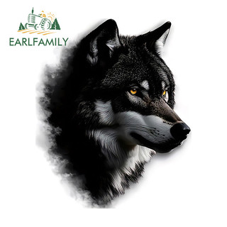 EARLFAMILY Black Wolf Head Car Dán Kính Chắn Gió Caravan Mũ Bảo Hiểm Laptop Chống Trầy Xước JDM Vinyl Decal Cá Tính Chống Thấm Nước Kiểu Dáng Xe