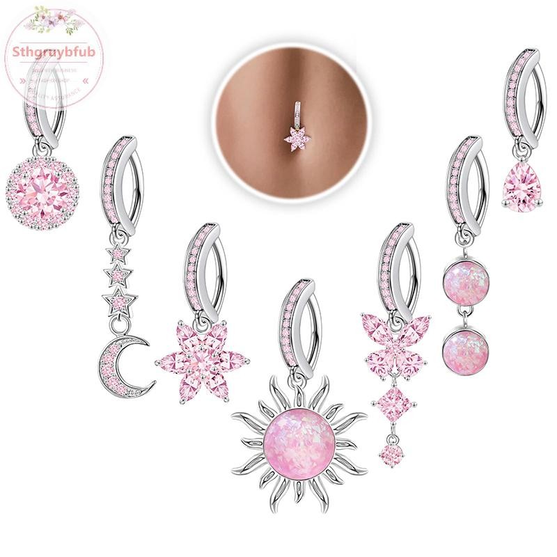 STHB Thời Trang Tinh Tế Bụng Nút Gợi Cảm Cơ Thể Xuyên Trang Sức Nữ Zircon Rốn Barbell Thời Trang Bụng Nhẫn Tặng VN