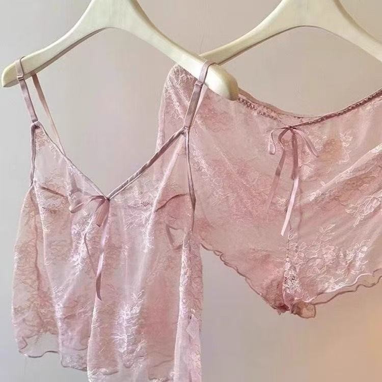 Sweet Sling Bộ Đồ Ngủ Nữ Mùa Hè Influencer Ren Homewear Suit | Shopee…