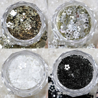 Trang trí móng tay hoa sequin trang sức vàng và bạc đen trắng, charm sequin nhỏ, dụng cụ trang trí móng tay cho tiệm làm móng