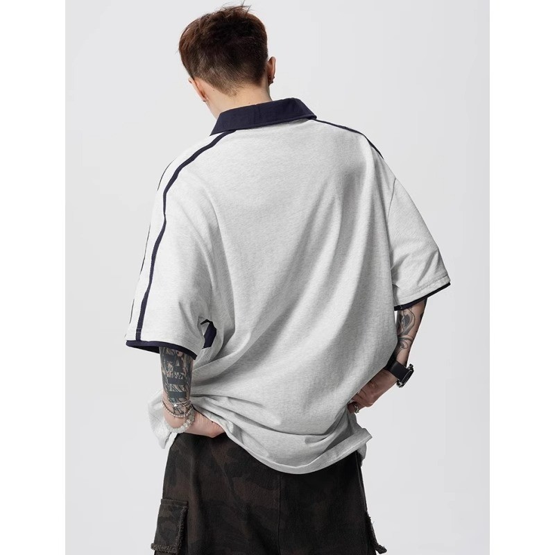 ThaliaWisp Áo sơ mi Polo ngắn tay dáng rộng phong cách Mỹ, Áo thun phối màu đa năng, mềm mại, thoải mái và nhẹ nhàng
