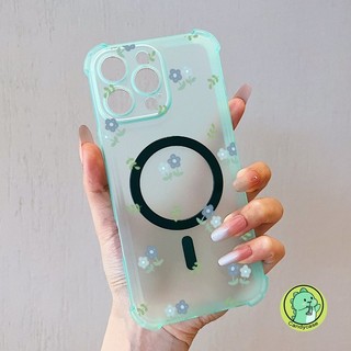 Ốp Điện Thoại Sương Đá Từ Tính Cho Vivo V50 Lite V50E V40 V30 V29 V27 V27E V25 V23 V21 Pro Lite 5G 4G Matte Cover Hoạt Hình Dễ Thương Hoa Xanh Túi Khí Mềm Vỏ Chống Rơi