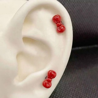 Bông tai nơ đỏ rượu vang Bông tai cô gái nóng bỏng cổ điển