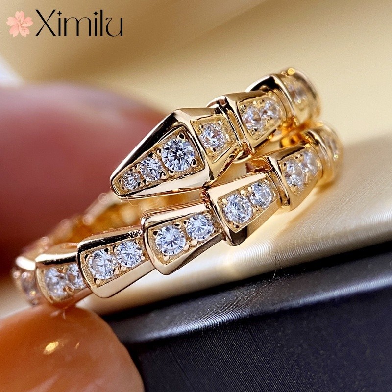⭐ Ban Đầu Nhiều Màu Vàng 18k Rắn Hình Xương Rắn Đen Vàng Nhẫn Unisex Rắn Nhẫn Có Thể Điều Chỉnh Hoa Hồng Vàng Cưới Trang Sức