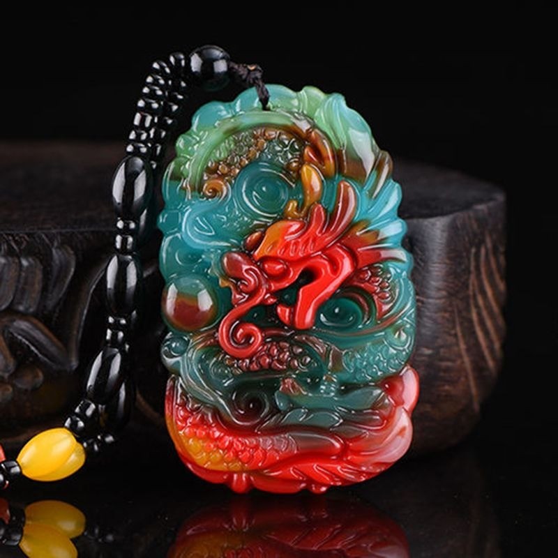 Mặt dây chuyền rồng hoàng đạo màu Hetian mới Đơn giản phù hợp thời trang Phong cách tươi mát