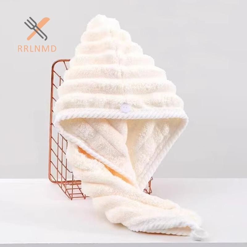 Rrlnmd Mũ khô tóc họa tiết gợn sóng dành cho nữ Mũ khô tóc thấm nước dày dành cho nữ Mũ tắm dễ thương Khăn lau tóc khô MỚI