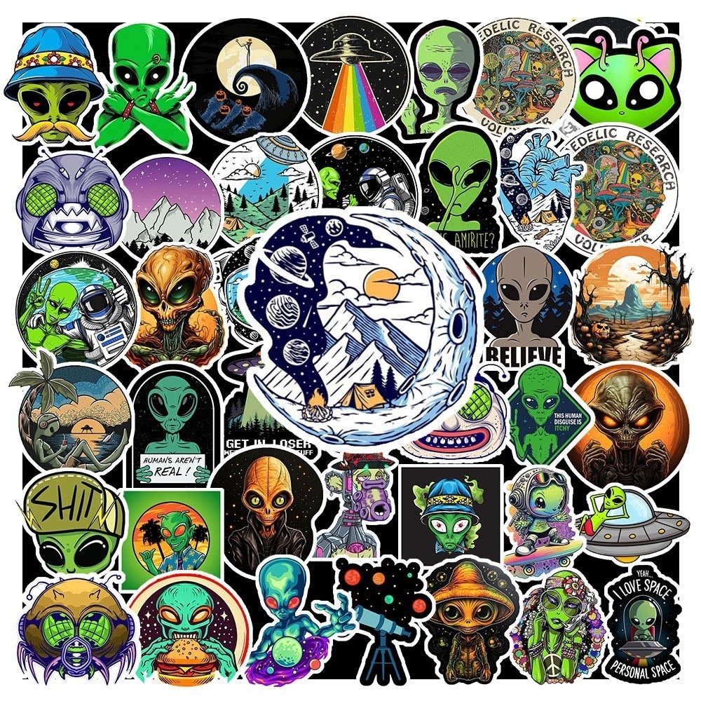 50 Nhãn Dán Alien chống nước sticker dán laptop, điện thoại, đàn guitar