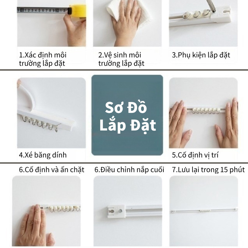 Thanh treo rèm dán tường chịu lực,  không cần khoan tường，thanh treo quần áo, ray trượt đa năng tiện lợi treo rèm cửa
