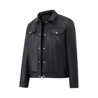 Áo da cừu nam cổ bẻ Collar FTT Leather, áo da thật túi hộp chìm cúc trắng sang trọng lịch sự AD413C