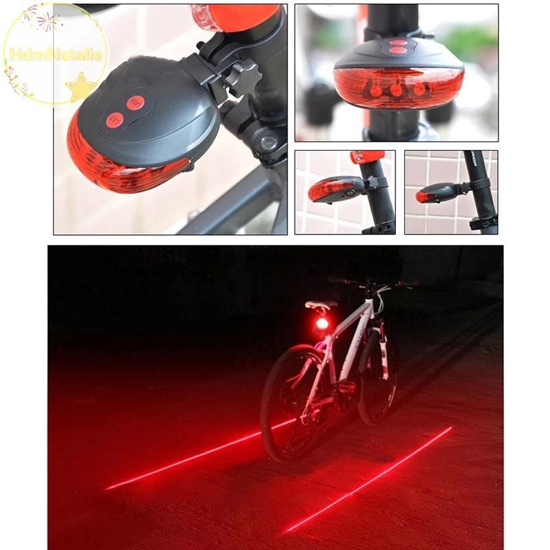 HdmNatalie Laser Đuôi Ánh Sáng 5LED Dòng Song Song Laser Đuôi Đèn Xe Đạp Leo Núi Đèn Cảnh Báo VN