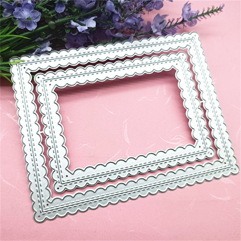 Hai Mảnh Vuông Kim Loại Thép Carbon Dập Nổi Khắc Khuôn Tự Làm Trẻ Em Giấy Thủ Công Cắt Bản Mẫu