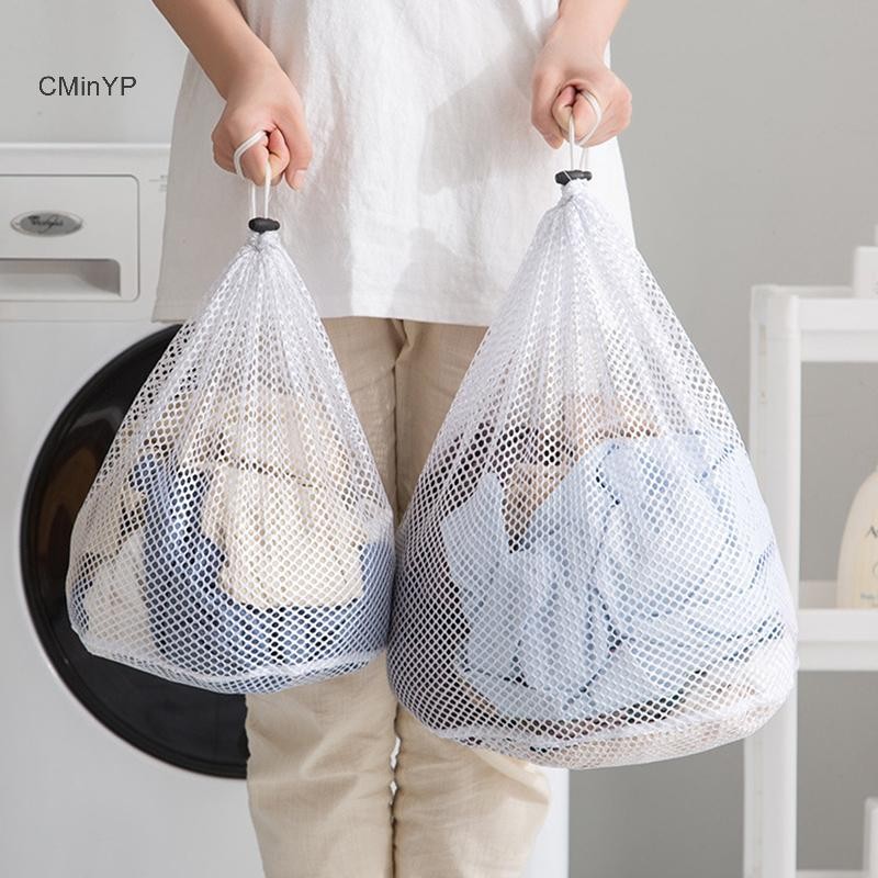 Cminyp Lưới dây rút lớn giỏ đựng đồ giặt nhà, túi lưới máy giặt dung tích lớn, túi giặt bẩn