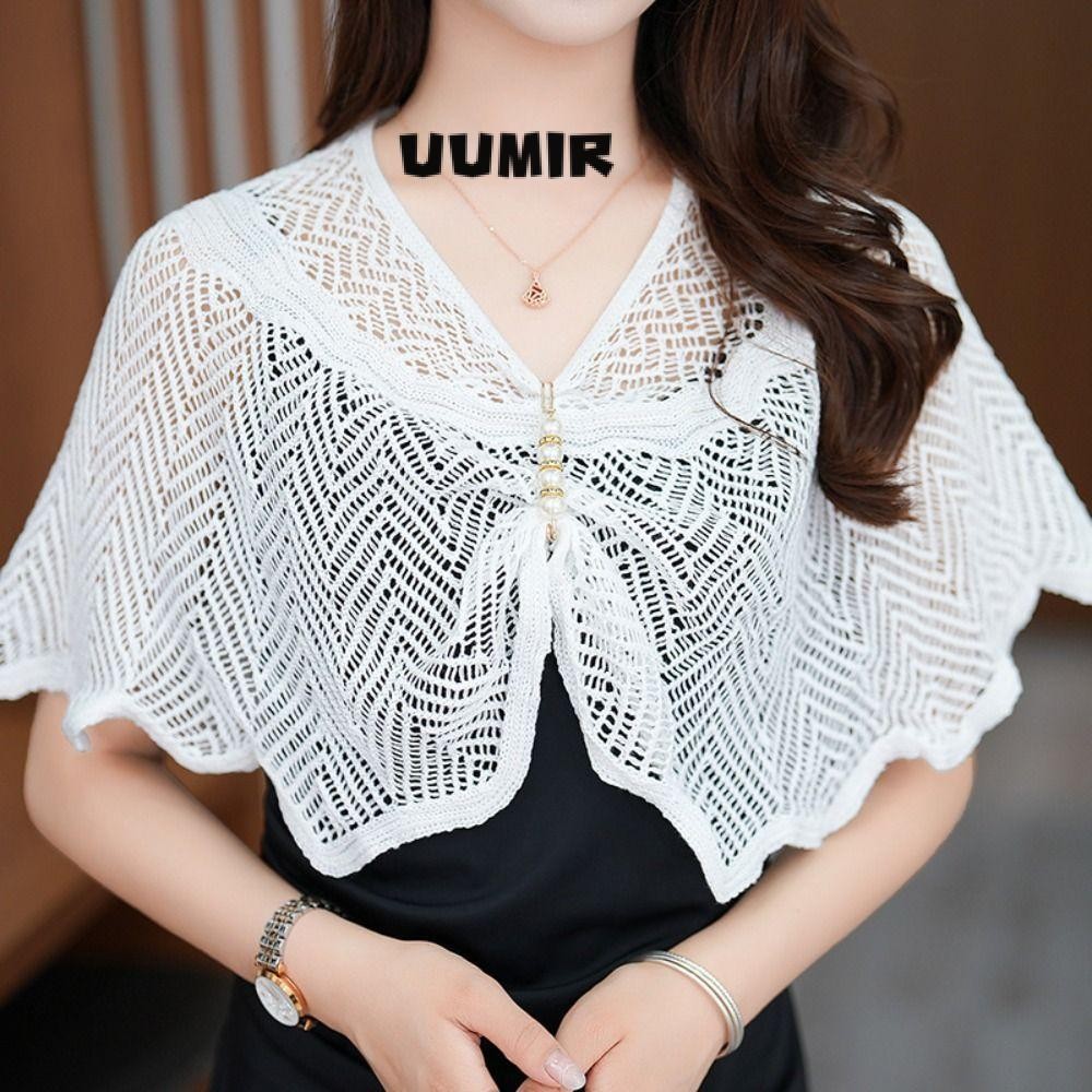 Khăn choàng dệt kim UUMIR, Khăn choàng vải tuyn ngắn thoáng khí, Áo khoác mỏng ren nhiều màu Áo khoác mỏng nữ