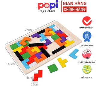 Bộ Ghép Hình Gỗ Xếp Gạch Trí Tuệ Cho Bé Sáng Tạo – Gồm 1 Bảng Và 40 Chi Tiết Giúp Phát Triển Tư Duy Logic