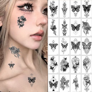 Nhãn dán hình xăm dạng tối - Bộ hình xăm bướm đen 3D - Trang trí lễ hội âm nhạc và cosplay